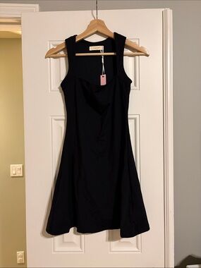 Black Sleeveless Midi Dress with Wide Straps